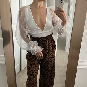 Zara White Sheer Puffy Crop Top Wrap